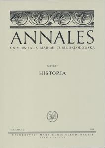 Okładka: Annales UMCS, sec. F (Historia), vol. LXIX, 1-2