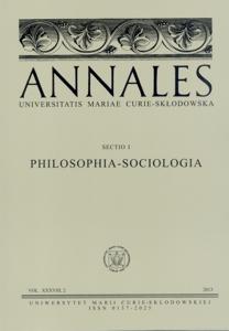 Okładka: Annales UMCS, sec. I (Philosophia - Sociologia), vol. XXXVIII, 2