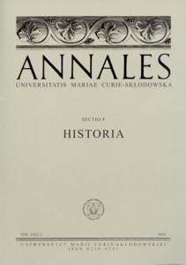 Okładka: Annales UMCS, sec. F (Historia), vol. LXV, 2