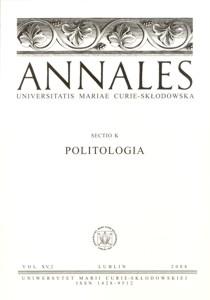 Okładka: Annales UMCS, sec. K (Politologia), vol. XV, 2