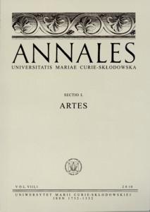 Okładka: Annales UMCS, sec. L (Artes), vol. VIII, 1