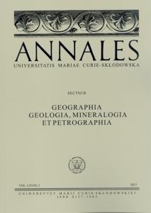 Okładka: Annales UMCS, sec. B (Geographia, Geologia, Mineralogia et Petrographia), vol. LXVIII, 2 