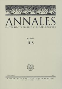 Okładka: Annales UMCS, sec. G (Ius), vol. LXIII, 1