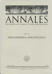 Okładka: Annales UMCS, sec. I (Philosophia-Sociologia), vol. XXXIX, 1