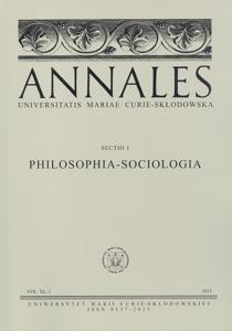 Okładka: Annales UMCS, sec. I (Philosophia-Sociologia), vol. XL, 1