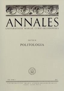 Okładka: Annales UMCS, sec. K (Politologia), vol. XVIII, 1