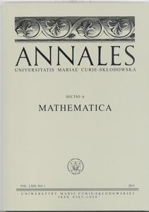 Okładka: Annales UMCS, sec. A (Mathematica), vol. LXIX, No. 1 