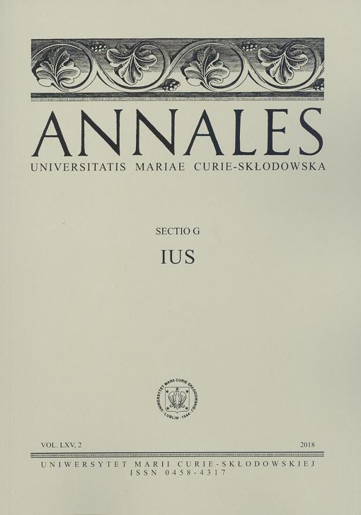 Okładka: Annales UMCS, sec. G (Ius), vol. LXV, 2