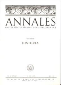 Okładka: Annales UMCS, sec. F (Historia), vol. LXIII